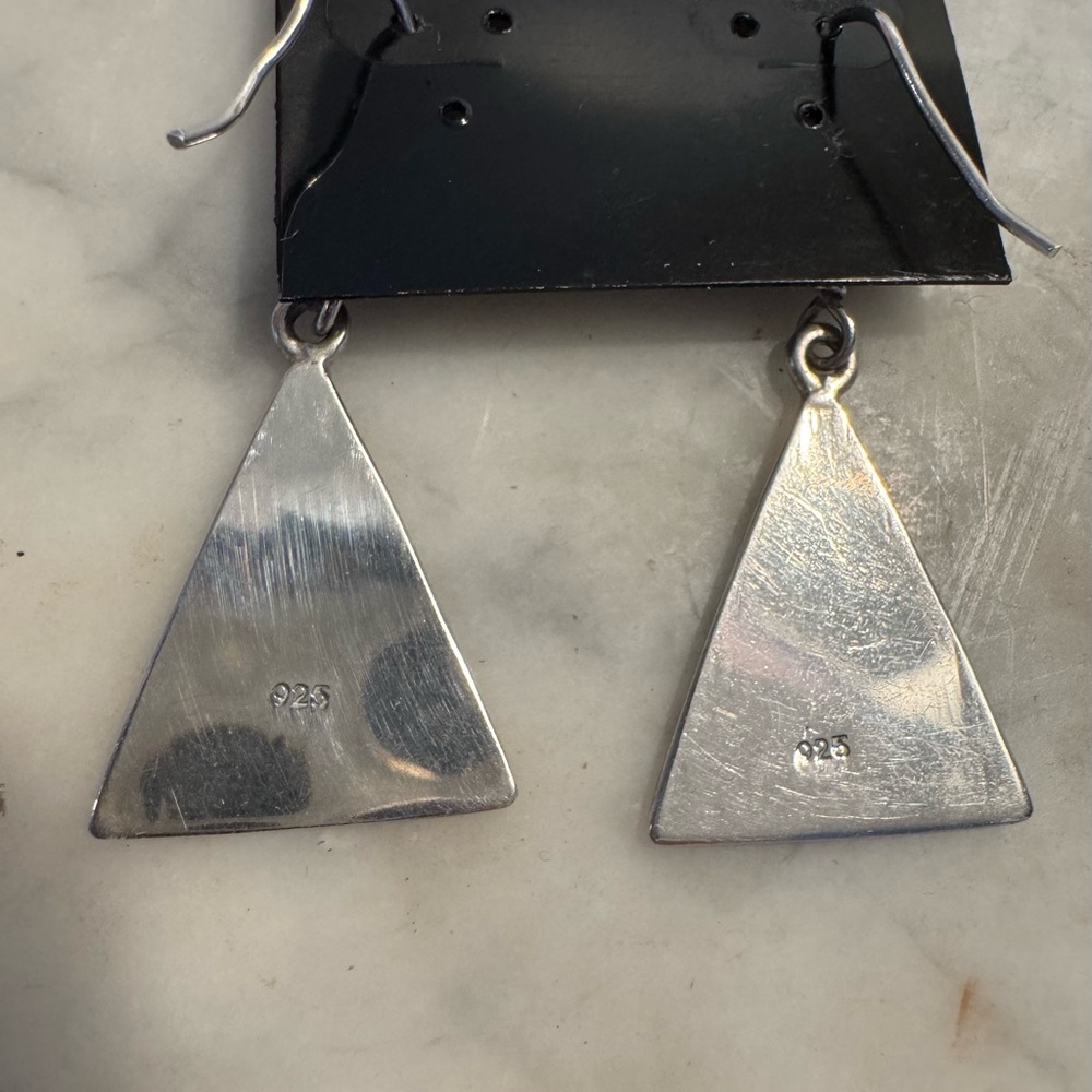 Sterling Silver 925 Triangle Dangle Drop Earrings… - image 3